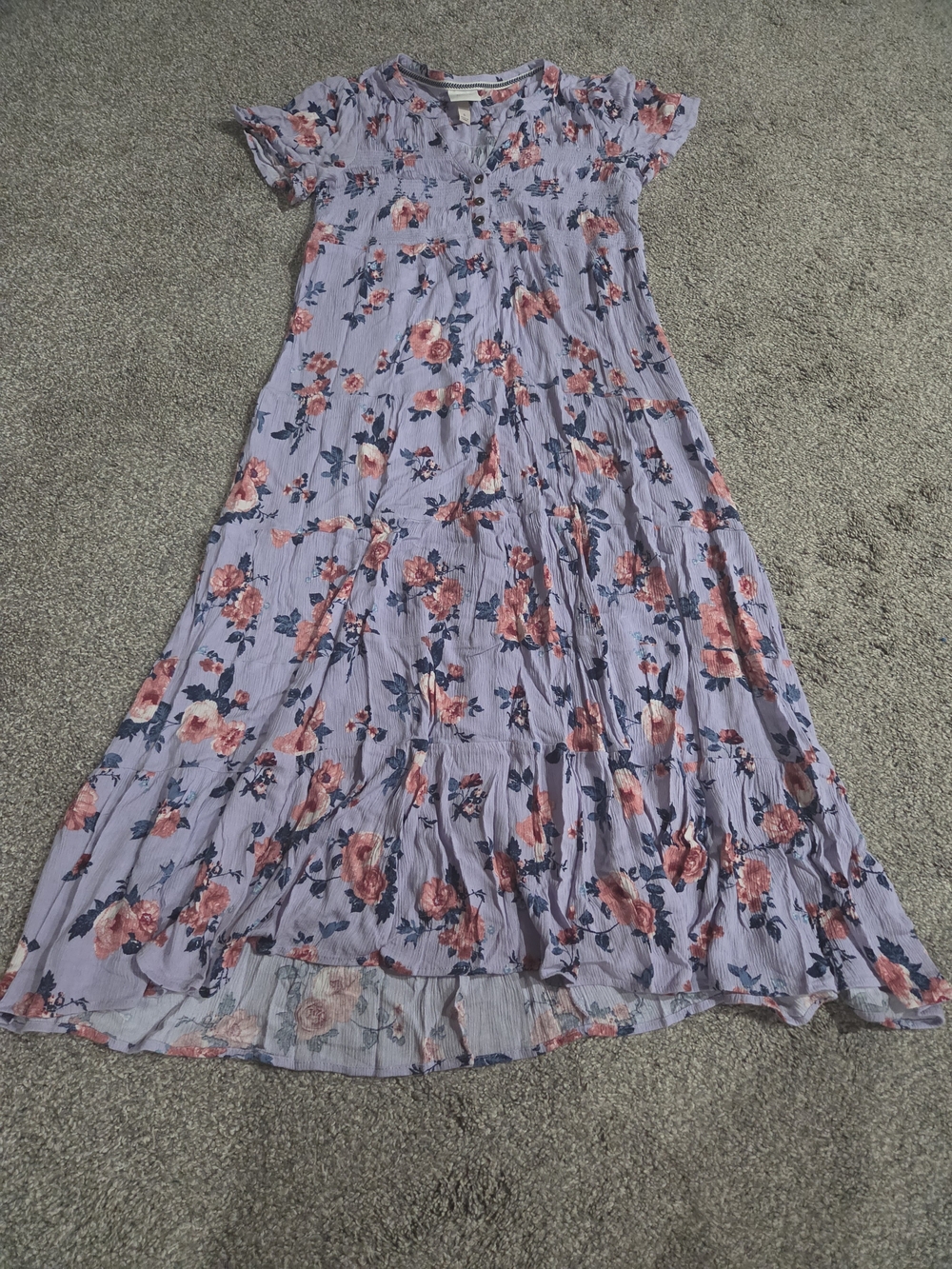 Knox Rose Floral Lavender Maxi Dress with Pink Rose Print Size Small